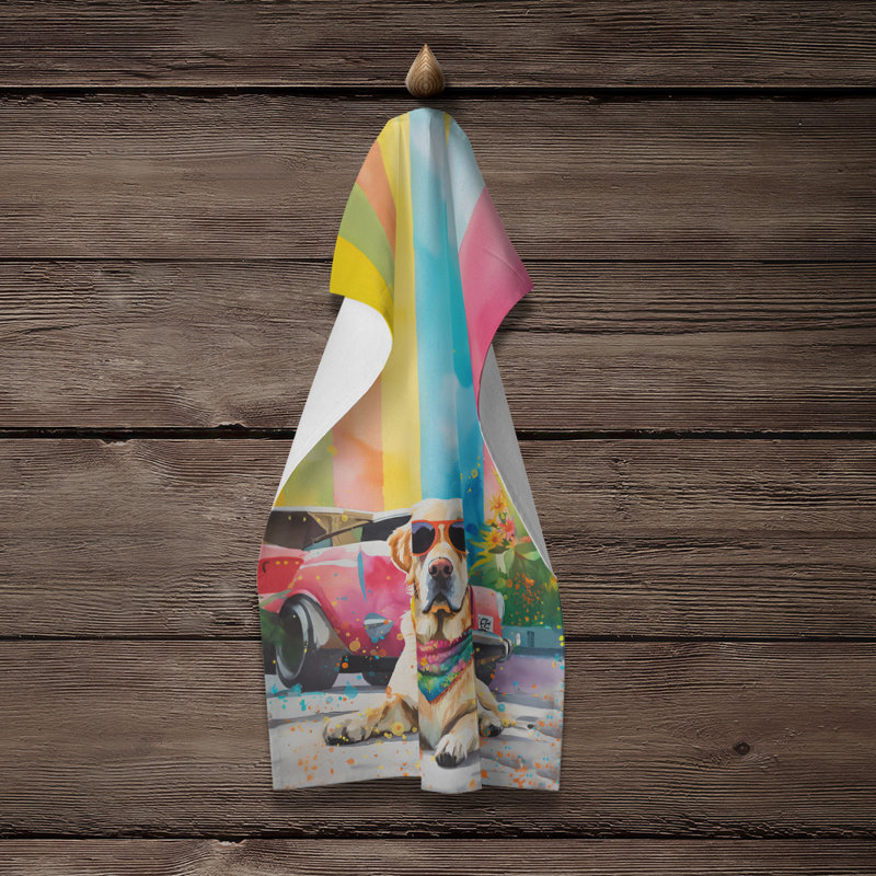 Serviette de cuisine jaune Labrador Hippie Dawg