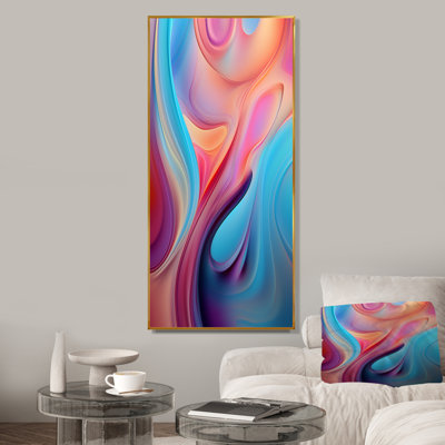 «Transitional Pink and Blue Shapes III», art mural abstrait sur toile