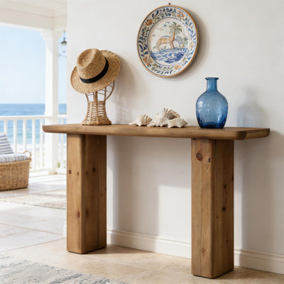 Table de bout en bois massif rustique de 63 pouces