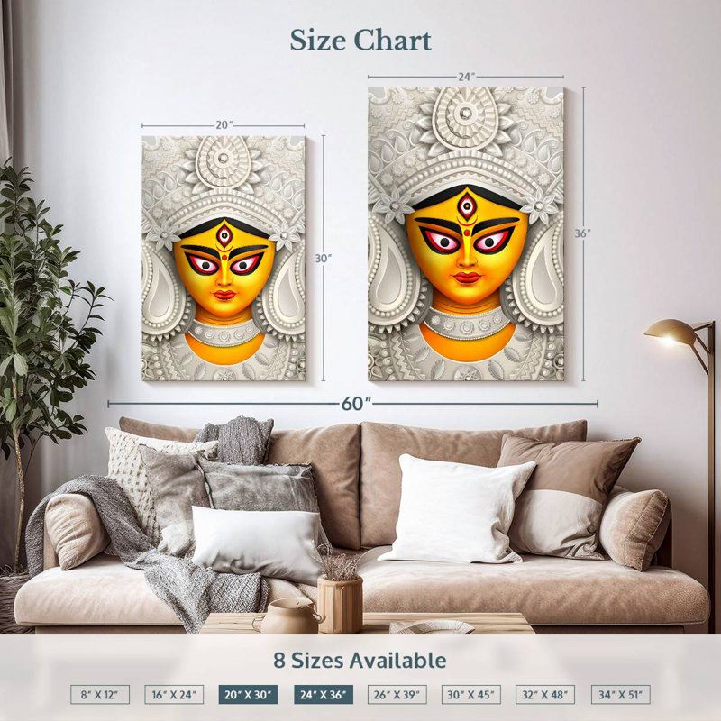 Adella Hindu Goddess Durga, 36" H x 24" W