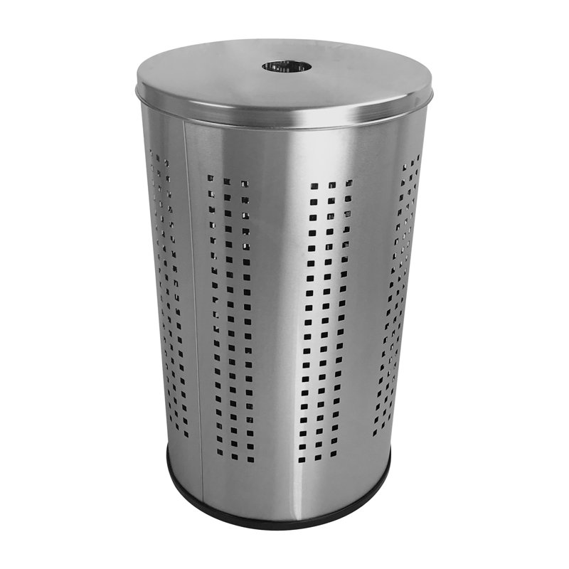 Metal Laundry Hamper, Brushed Stainless Steel