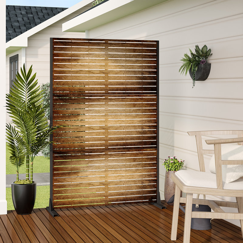 Paravent d'extérieur rectangulaire en métal 72 "x 47", Noyer