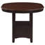 Table de salle à manger extensible couleur châtaigne, structure, mélange classique-moderne, pour la décoration de la pièce. Table brun moyen, élégant pied central, idéale pour les réunions de famille ou entre amis.