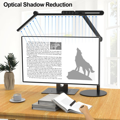 Architect Desk Lamp with Atmosphere Lighting, Adjustable Led Desk Light for Home Office with Base, 24W Bright Auto Dimming Table Light with Rotatable