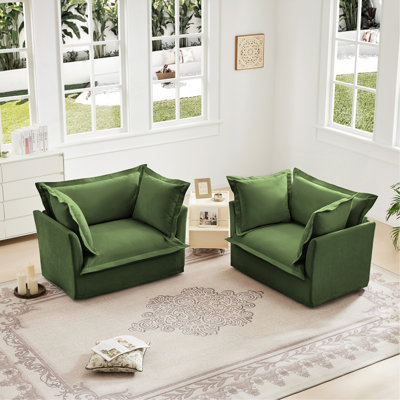 Ensemble de 2 fauteuils avec housse, ensemble de chaises d'appoint à siège profond pour le salon, la salle de lecture, la chambre à coucher et les espaces de travail, ensembles de fauteuils avec grands coussins moelleux, tissu
