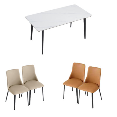 Simple light luxury rock plate dining table sets