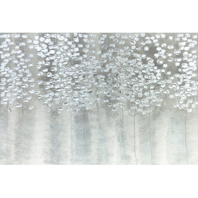Silent Silver Leaves - peinture sur toile tendue