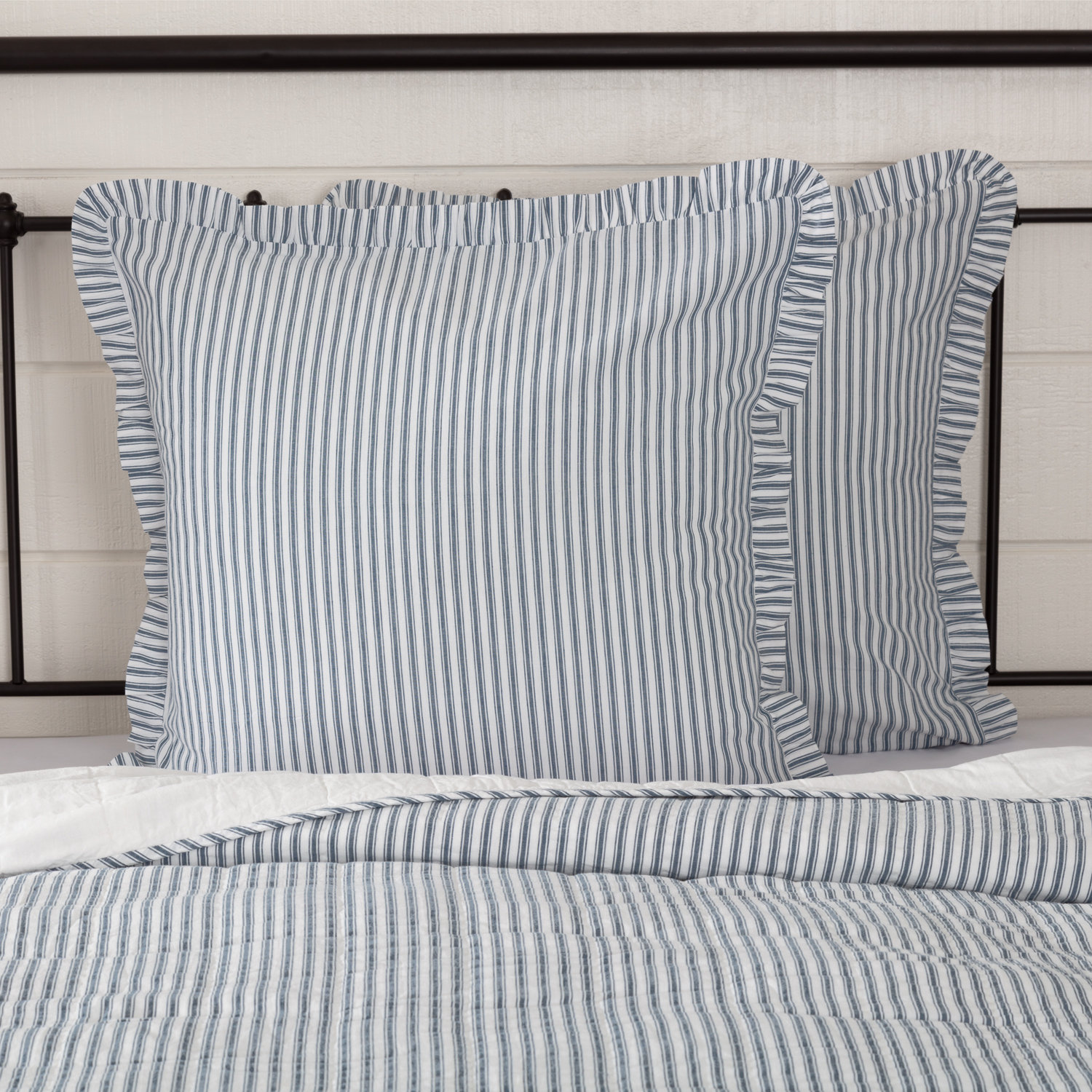 Cotton Shams, Denim Blue/Soft White