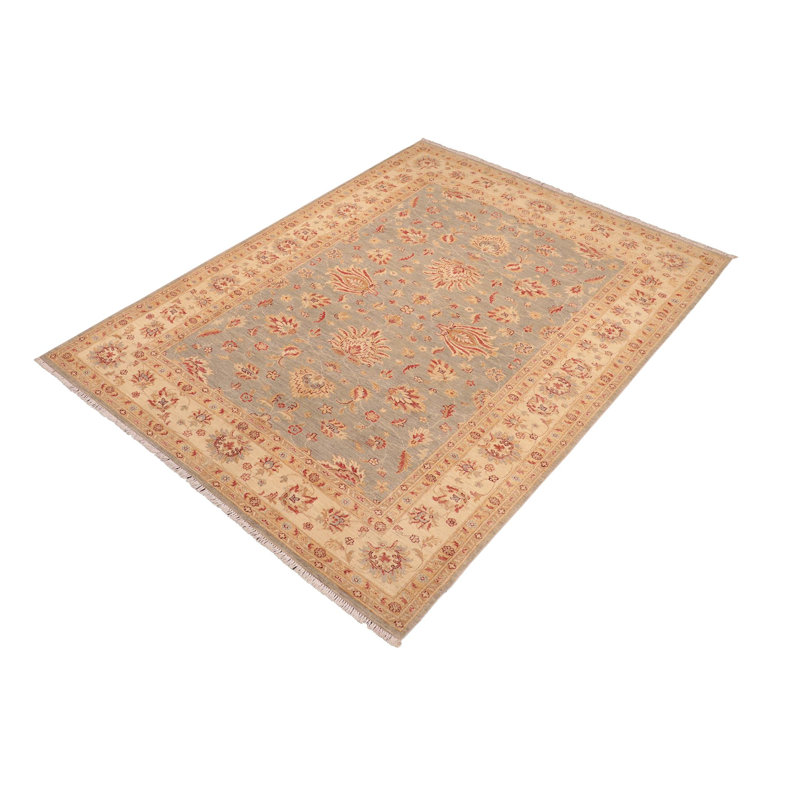 Tapis brun en laine noué à la main 6 pi 5 po x 10 pi Abbigail Southwestern