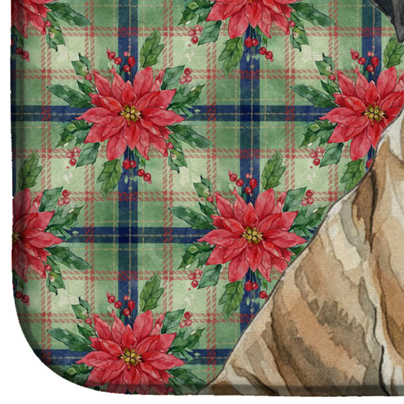 Tapis de vaisselle Brindle Mastiff Christmas PoinsettIas