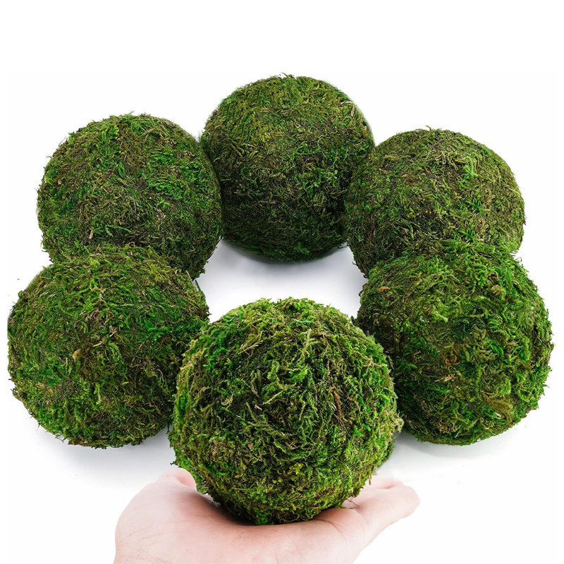 Premium 3.5-Inch Decorative Moss Ball Set - 6 Large Handmade Artificial Greenery Spheres For Minimalist Home Decor And Modern Farmhouse Accents