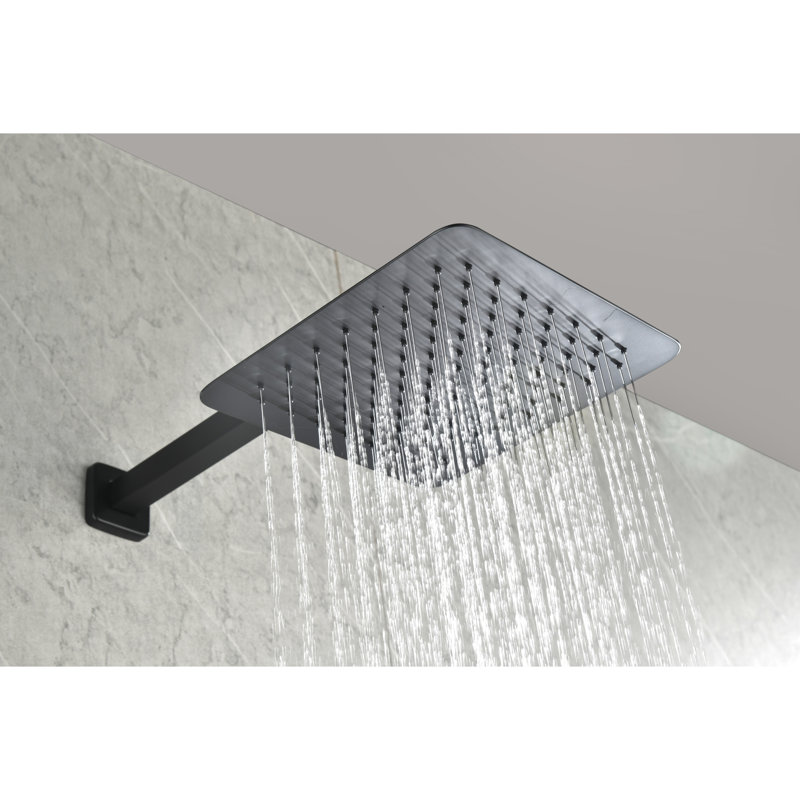 Alignement de douche noir mat avec 6 détails de jet pour le corps et douche à main, réglage manuel des propriétés murales,