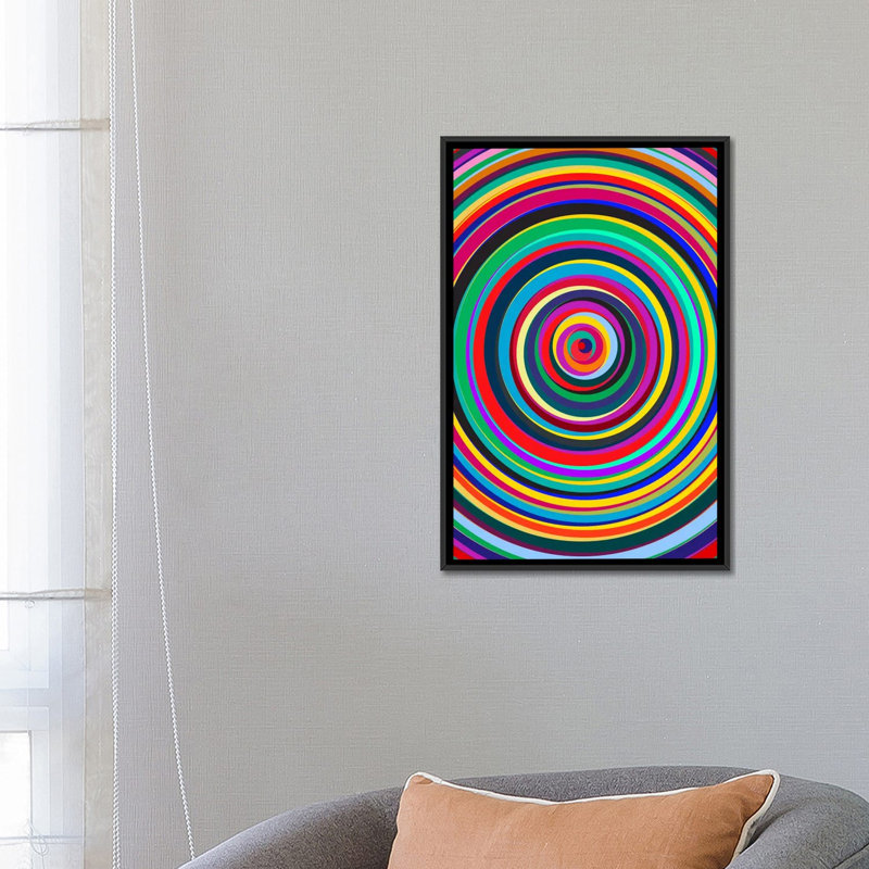 « cirque », impression sur toile, H 26 po x l 18 po x P 1,5 po, Toile avec cadre noir, Pas de tapis