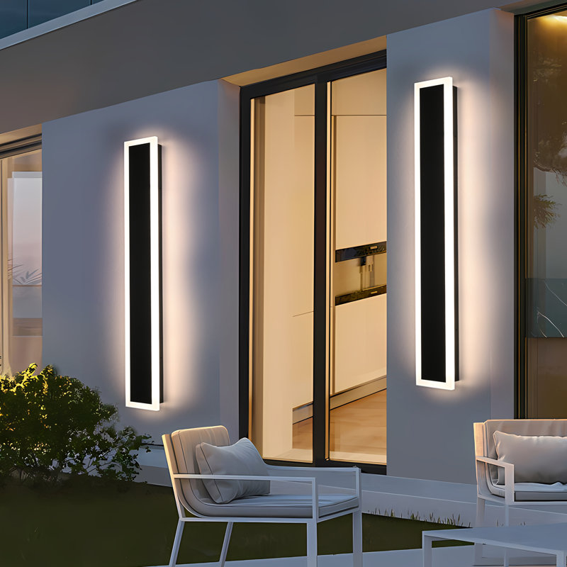 Appliques murales d'extérieur modernes, ensemble de 2 appliques murales longues, luminaires muraux longs étanches Ip65, applique murale d'extérieur à lumière linéaire pour garage, patio.