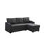 Canapé-lit modulaire en tissu de lin gris foncé de 83 po avec porte-gobelet, port de chargement USB et poche-1136858885