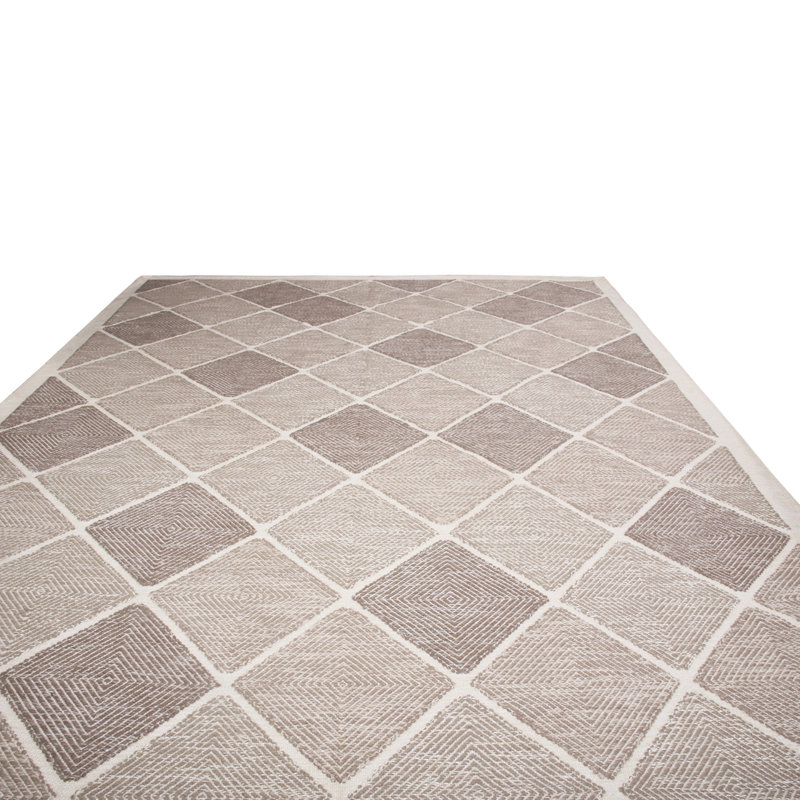 Rug & Kilim’S Scandinavian-Inspired Morocco Diamond Beige-Brown Natural Wool Rug, Rectangle 10' x 14'