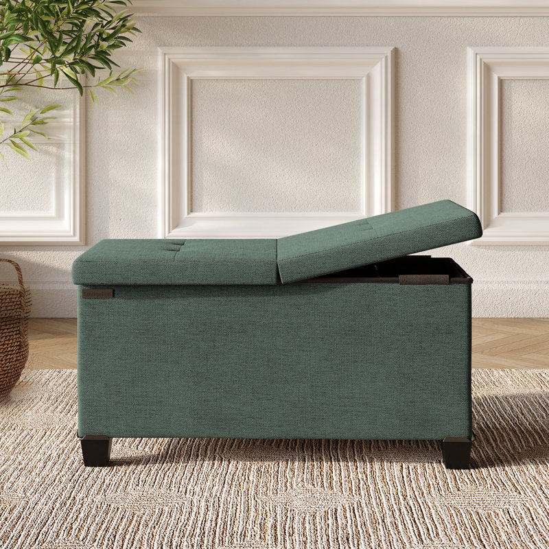 Banc de rangement avec repose-pieds Vérrant, H 15 po x l 30 po x P 15 po, Green