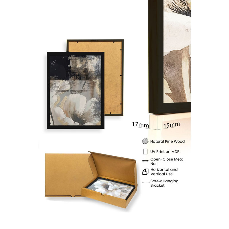 Élégantes peintures décoratives en panneau de fibres à densité moyenne (3 pièces), 8 x 12 pouces chacune | 100% panneau de fibres à densité moyenne avec une épaisseur de 0,1 pouce et 100% des cadres en bois massif avec une épaisseur de 1 pouce | Parfait pour le salon, la chambre à coucher et le bureau