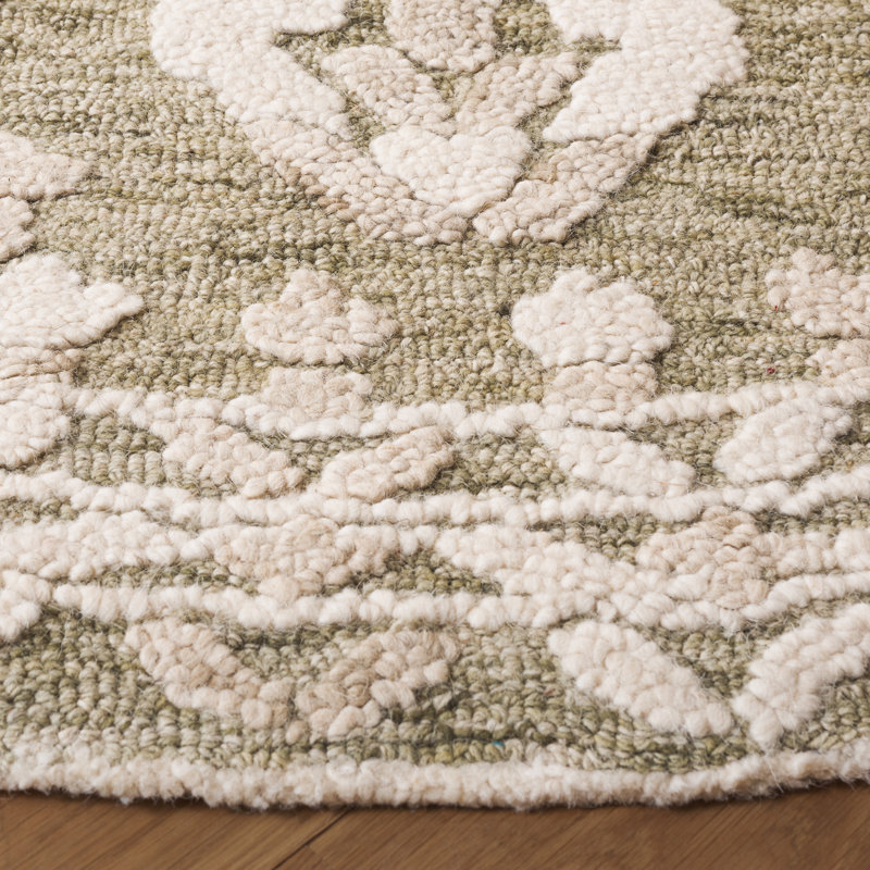 Tapis vert / ivoire Marquee 503, Rond 6 pi