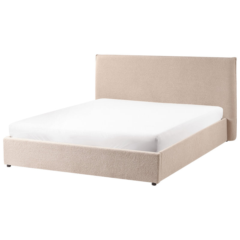 Ottoman Bed Boucle LAVAUR Taupe, European Kingsize (160 x 200cm)