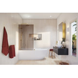Ursa 34 in. x 58.25 in. Frameless Bronze Tinted Single Fixed Bath Panel
