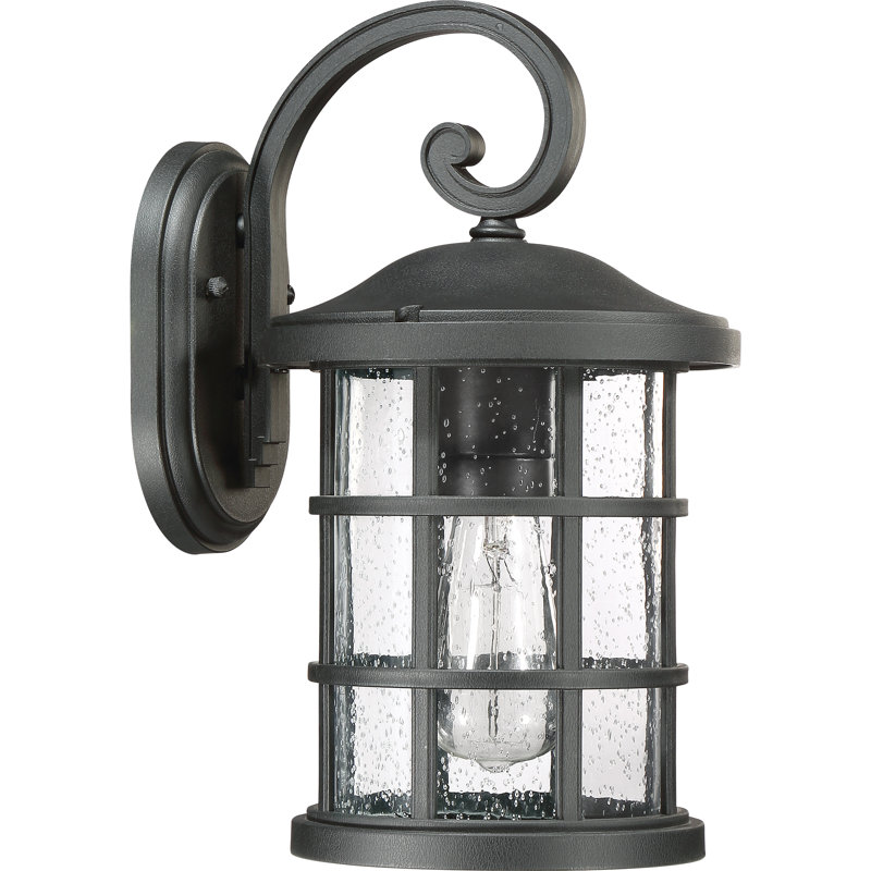 Lanterne murale d'extérieur en verre Auted Autry, Noir terre, H 14,25 po x l 8 po x P 9,75 po