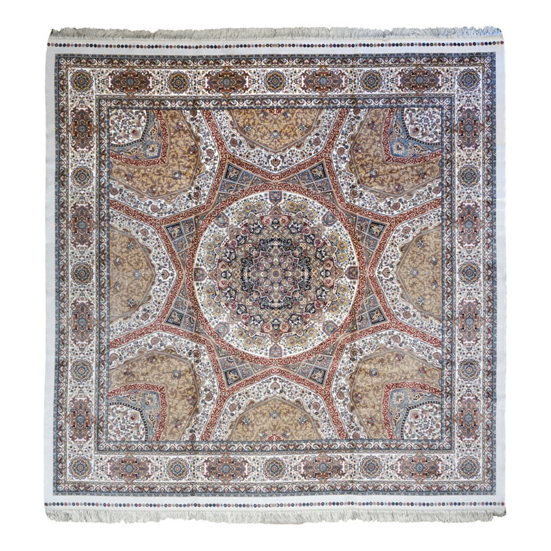 Tapis carré touffeté en soie 8X8 Hereke