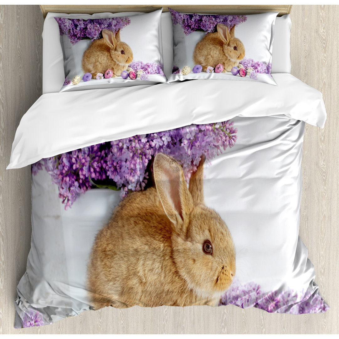 Bettbezug Set, Kaninchen Foto, Osterhase, Mehrfarbig