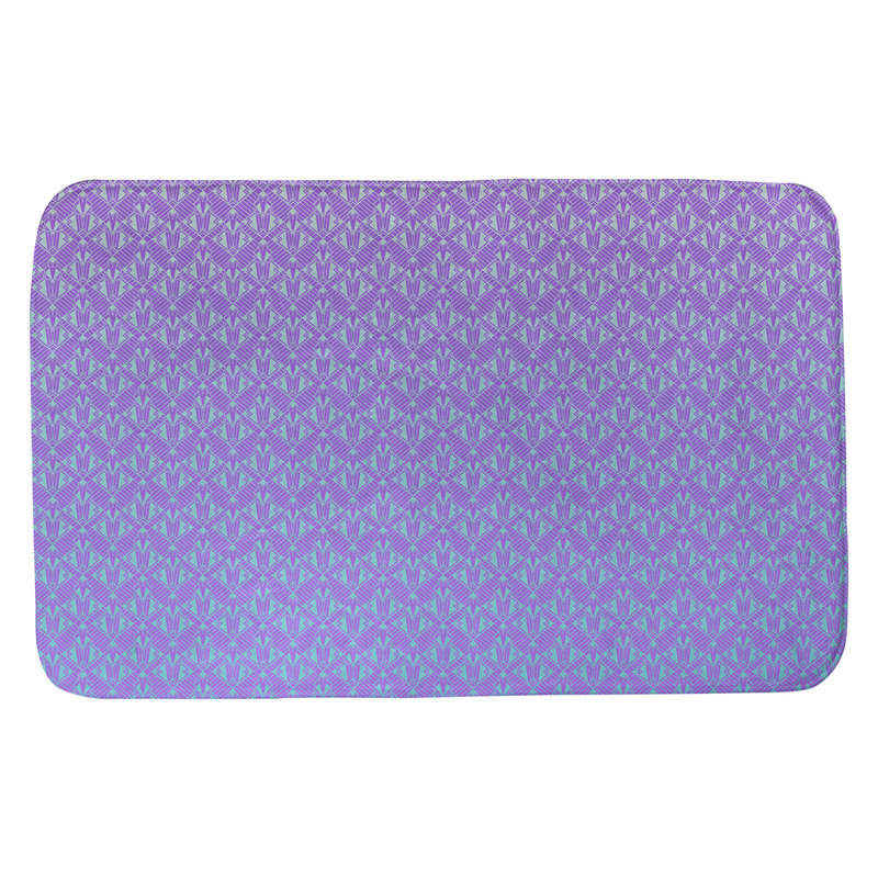 Tapis de salle de bain déco Leffel, l 21 po x L 34 po, Mauve / Bleu