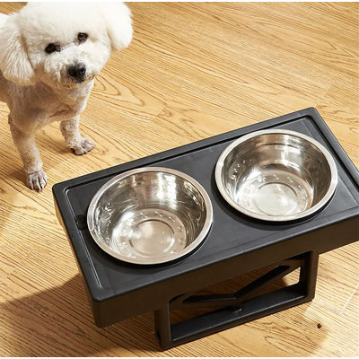 Mangeoire réglable pour chien et bols amovibles en acier inoxydable - 19 po x 10 po