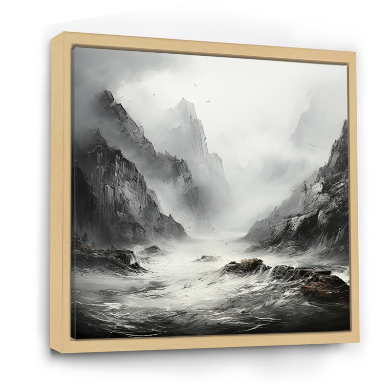 Rivière mystique en noir et blanc, Cadre naturel flottant, H 24 po x l 24 po x P 1 po
