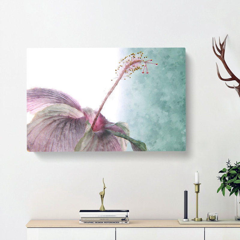 Pink Hibiscus Flower - Wrapped Canvas, 60cm H x 91cm W x 4cm D