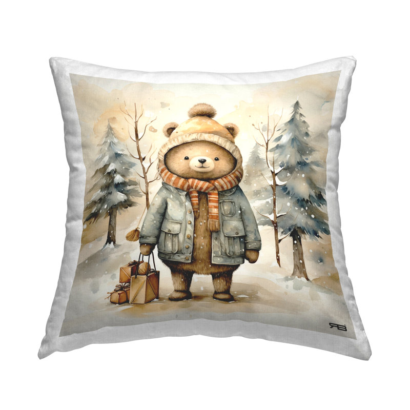 Coussin Snowy Landscape & Bear