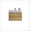 Meuble-lavabo mural en chêne naturel de 30 po avec lavabo, grand meuble-lavabo flottant mural pour salle de bain moderne, lavabo une pièce blanc brillant sans bonde ni robinet