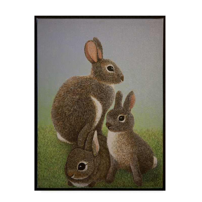 'Rabbit Family, 2016' Oil Painting Print on Wrapped Canvas, 19" H x 14" W x 2" D