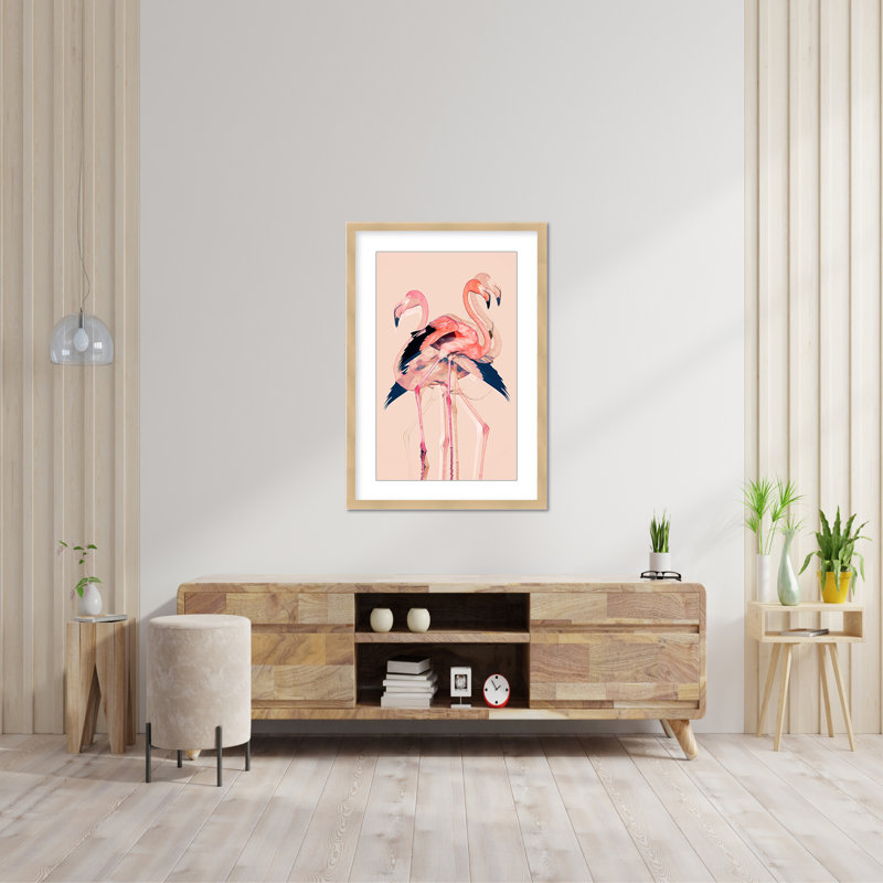 Coastal Retreat Flamingo Flares: Layers Of Abstraction, 24" H x 16" W
