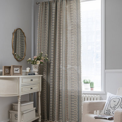 Rideaux à motif géométrique 2 panneaux Boho