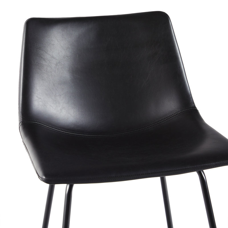 Tabouret de comptoir en similicuir Aobh, Noir, noir, noir, noir