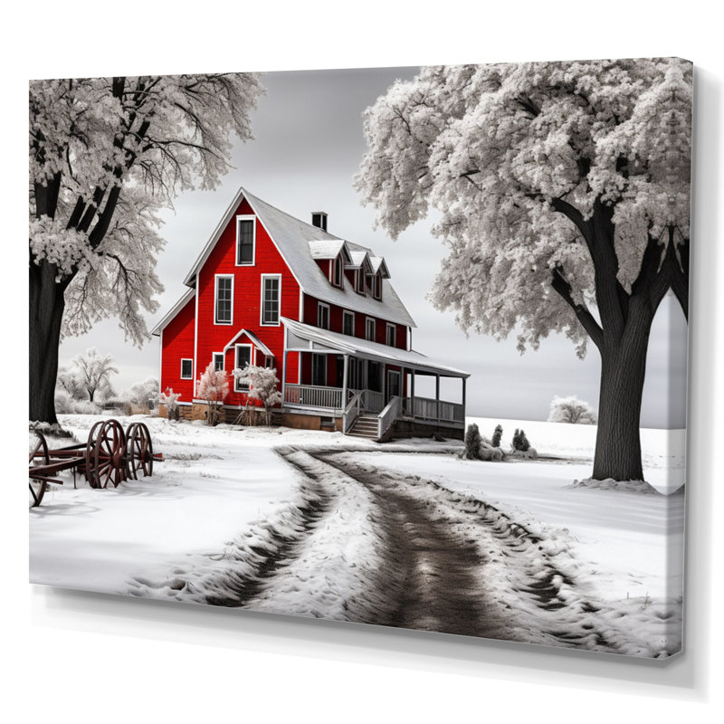 «Red and Gray Farmhouse Traditions», reproduction sur toile, H 12 po x l 20 po x P 1 po, Toile tendue
