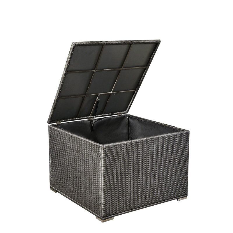 Contenant de rangement extérieur en fer gris et stable, 32,71 po Profondeur x largeur 24,43 po, pour boîte de patio - avec cadre en fer, extra