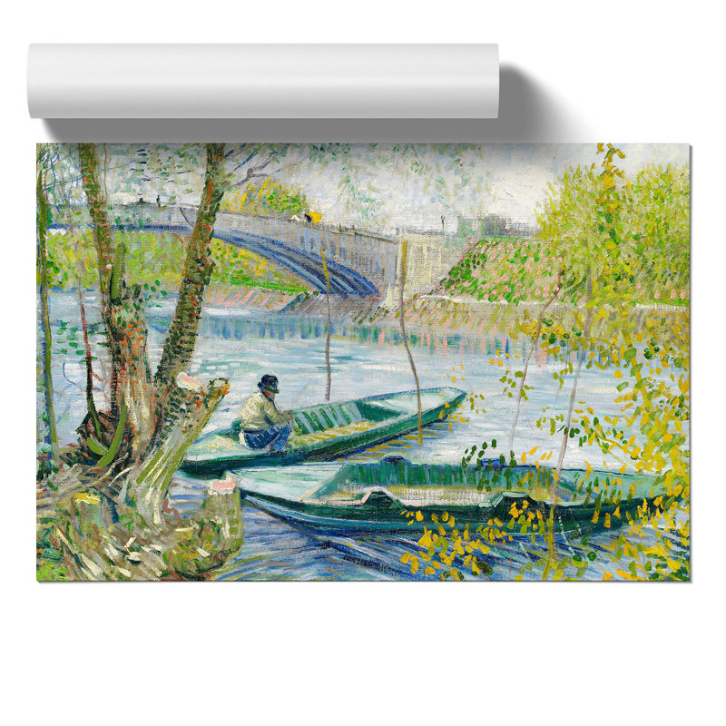 Fishing In Spring by Vincent Van Gogh - No Frame Painting, 42cm H x 59cm W x 0.1cm D