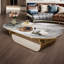 Table basse ovale en faux marbre avec tiroir de rangement