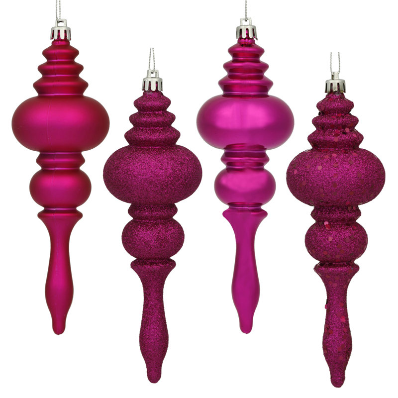 Ornement faîteau 7 po, paquet de 8, Rose magenta