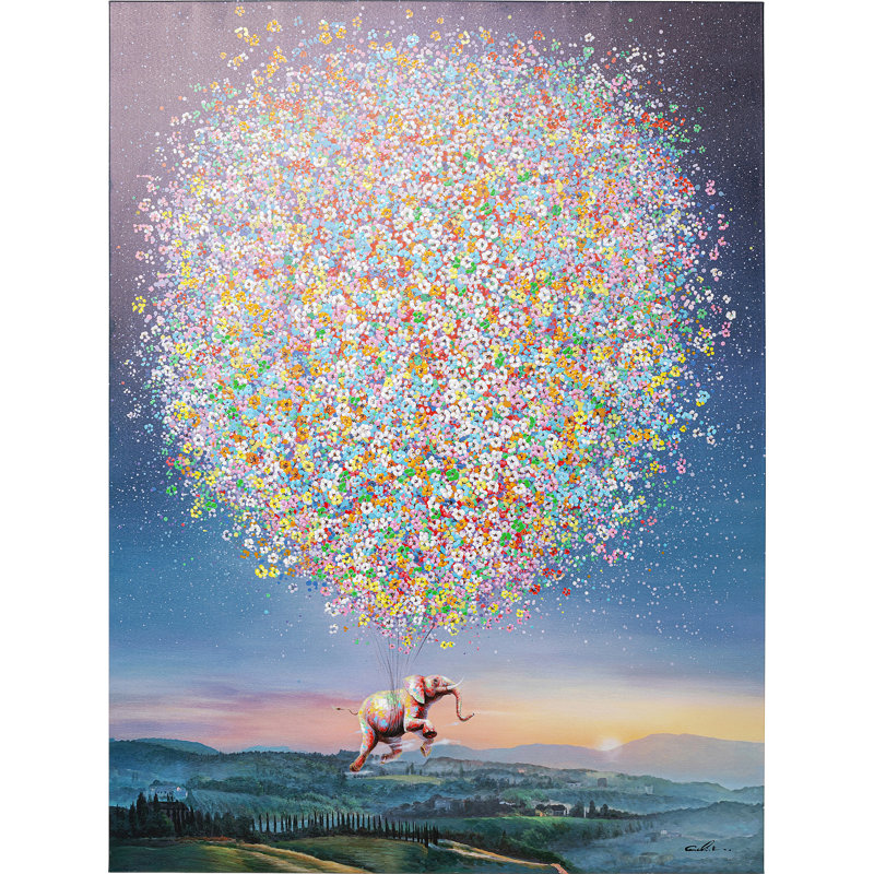 Leinwandbild "Flying Elephant at Night" 120x160cm, 160cm H x 120cm W