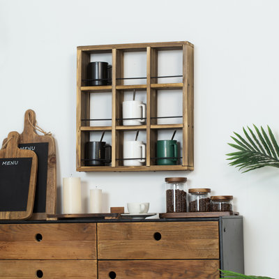 Solid Wood Coffee Mug Cubby Shelf