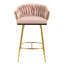 Ensemble de 2 tabourets de bar 26 po à hauteur de comptoir avec dossier ondulé à la main, base chromée dorée et repose-pieds (ROSE)
