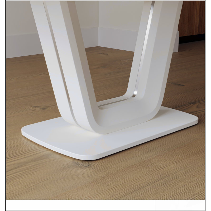 Table de salle à manger blanche de 62,99 à 78,74 po, table de salle à manger en panneau de fibres à densité moyenne et table de salle à manger extensible de style industriel moderne avec pieds en forme de U