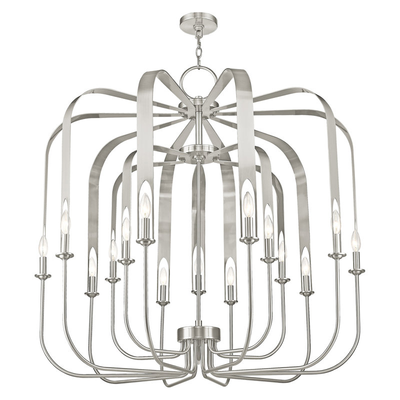 Lustre géométrique 15 lumières Lawrence, Nickel brossé