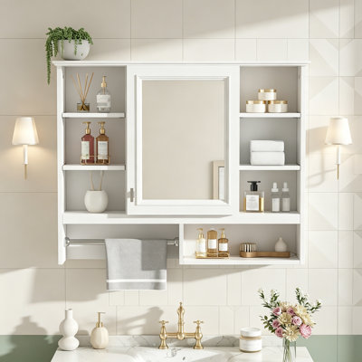Armoire à miroir avec tablettes réglables