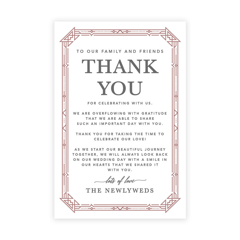 Élégantes cartes de mariage Art déco pour la réception, assiettes, famille, amis, paquet de 56